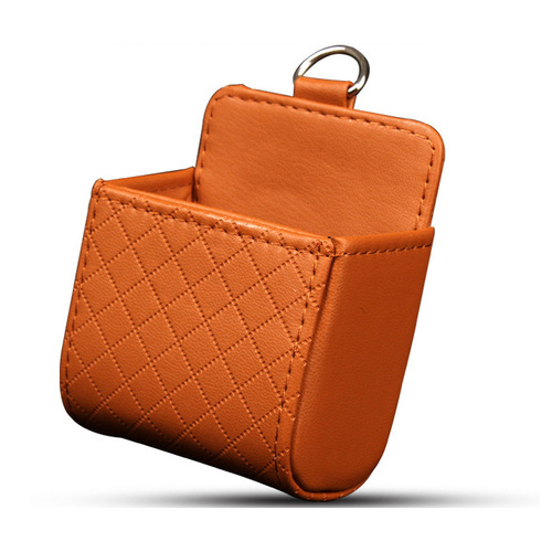 Car leather sundries storage box PU leather mobile phone universal hanging box mesh leather car air conditioning outlet storage box