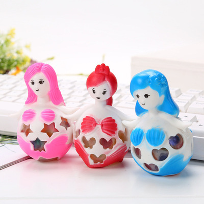 新款美人鱼发泄球 新奇特减压彩色爆珠葡萄球 创意挤压捏捏球