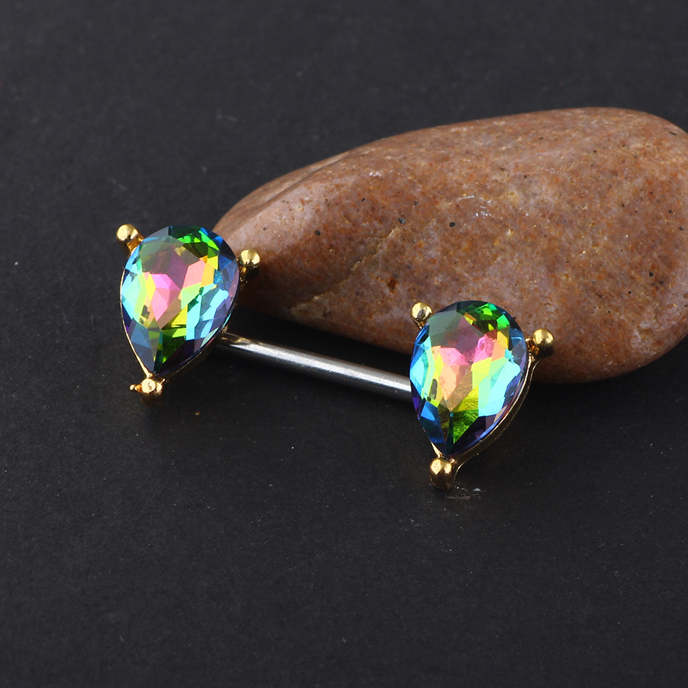 Stainless Steel Double Water Drop Ring Earrings - 7 Color Water Drop Nail Ear Cuff - Gold Geometric Ins Style Piercing Jewelry detail image 7
