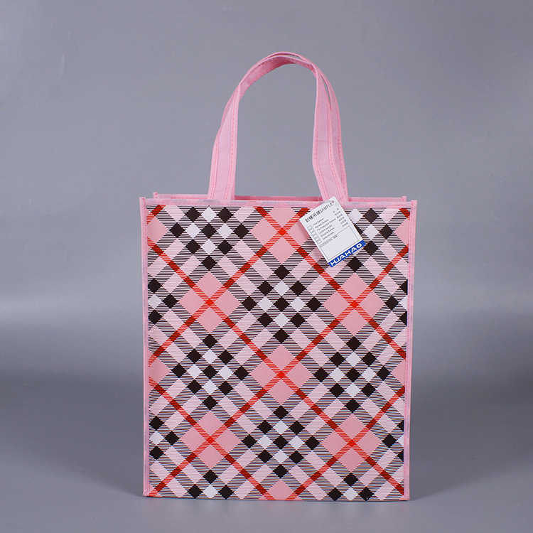 高品质无纺布覆膜袋时尚格子服装礼品手提袋购物袋童装收纳