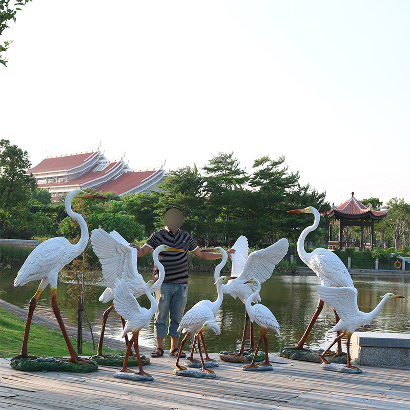 simulation animal Birds Sculpture Egret Decoration landscape Pond outdoors Landscape Rockery decorate a decoration