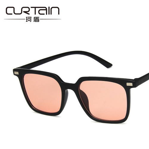 2019 Korean version of trendy square frame sunglasses, fashionable ocean piece, rice nail sunglasses, personalized cross-border sunglasses for men and women