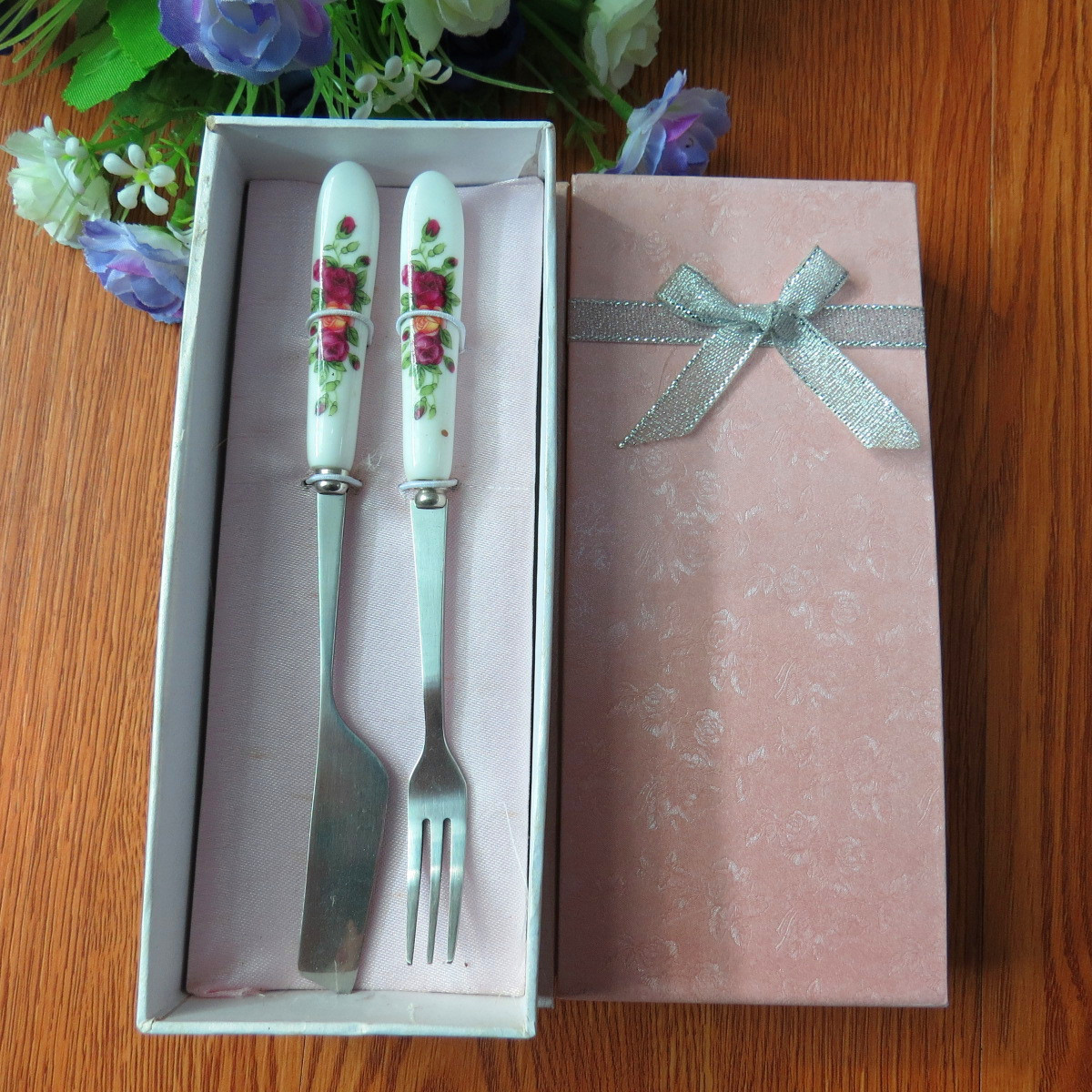 Ceramic handle Two piece set tableware exquisite ceramics Gift box Cutlery Set originality stainless steel Knife and fork tableware