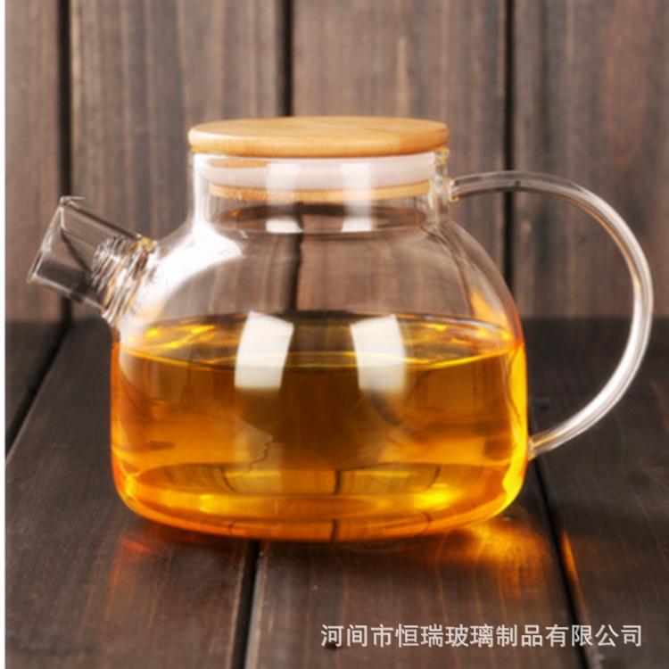 鑫雨轩创意生产定制耐热玻璃过滤水壶大容量竹盖冷水壶高硼硅玻璃