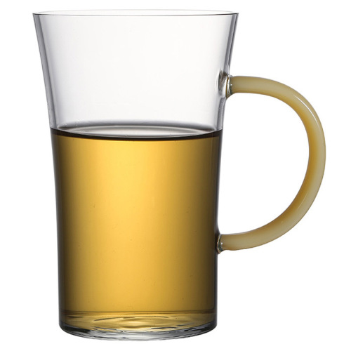 Glass green tea cup high borosilicate heat-resistant flower tea cup water cup thickened office cup with handle glass cup wholesale