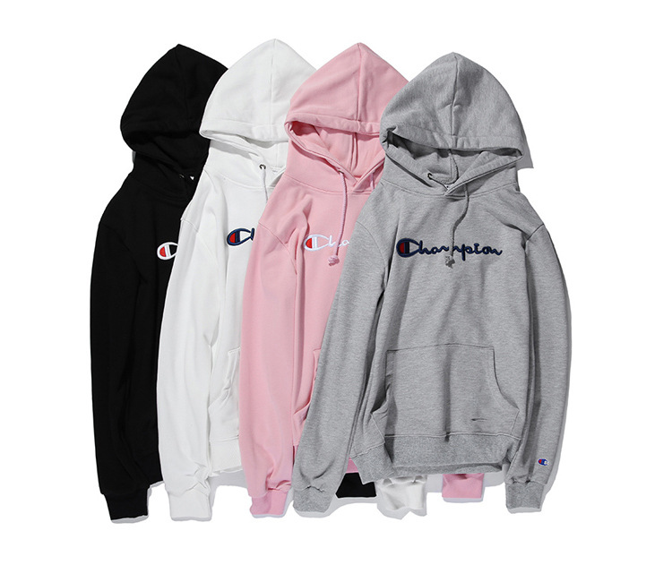 2018春季情侣装薄款连帽卫衣男女同款英文刺绣日系潮牌宽松套头