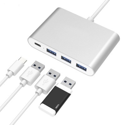 Type-C轉Type-C+3HUB轉接線四合壹集線器可充電轉3個USB3.0