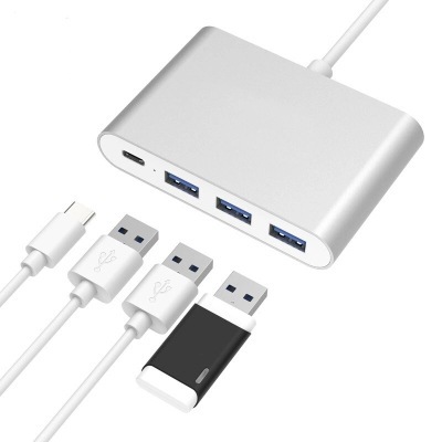 Type-C轉Type-C+3HUB轉接線四合壹集線器可充電轉3個USB3.0