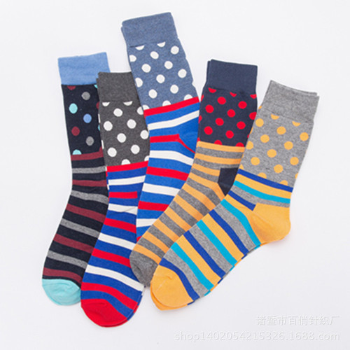 Autumn and winter new cross-border happy socks polka dot mid-length socks couple socks casual cotton socks wholesale