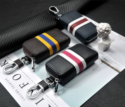 Factory Direct car key case striped zipper bag car remote control protective case key case
