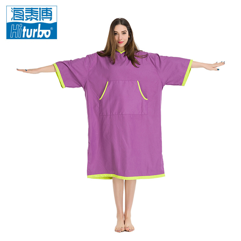 HAITABO (HITURBO) 비치 목욕 가운 다이빙 변화하는 옷 판초 망토 목욕 타월 방풍 따뜻한 옷