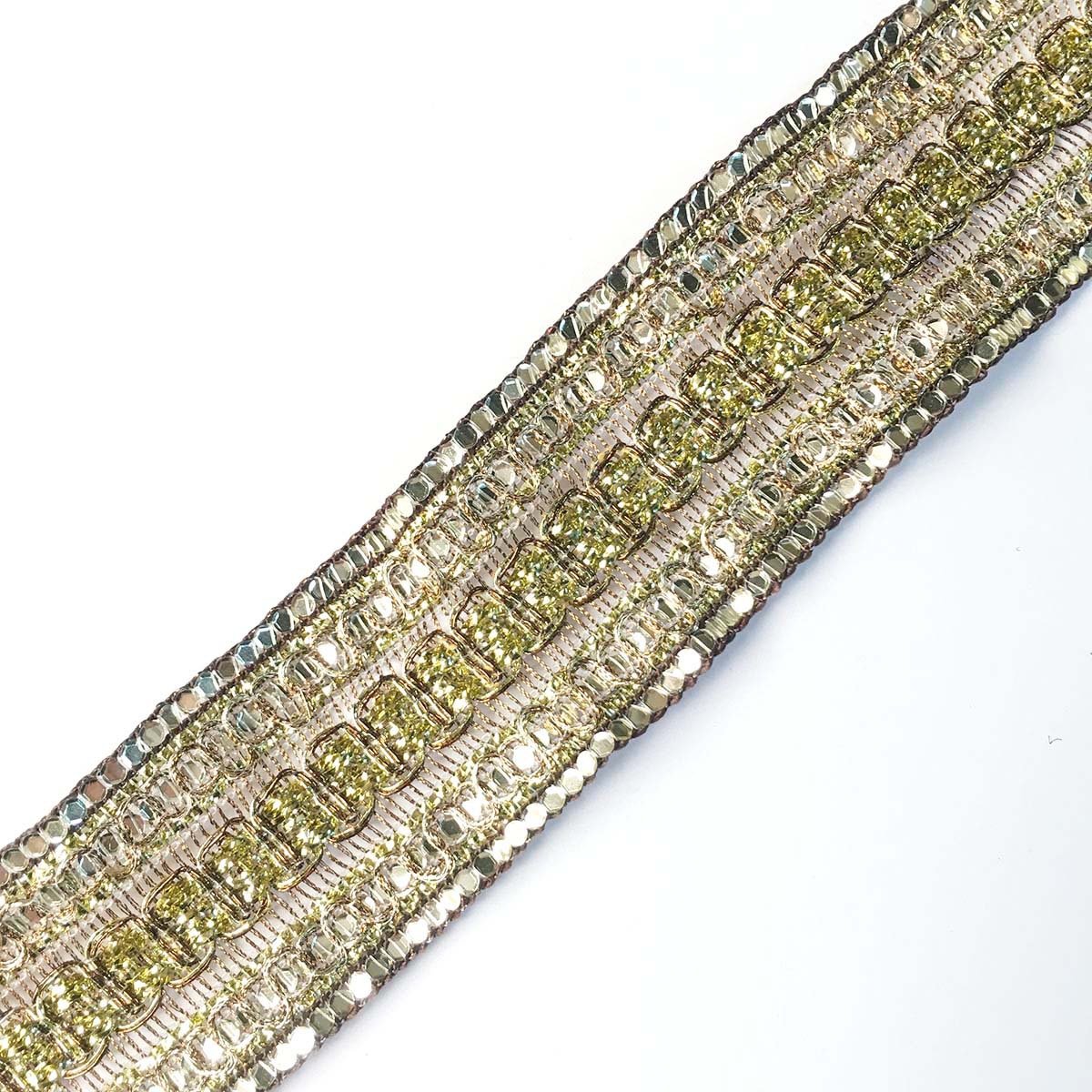 机器编织银线亮片花边 织带 厂家现货批发新款金线骨线编织花边