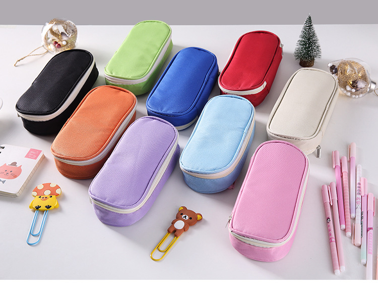 自产自销大容量韩版创意简约纯色男女学生文具袋  可定做|ms