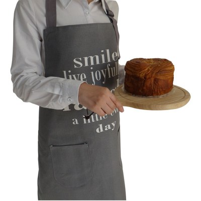 北欧风格素色字母印花棉质帆布家居厨房成人围裙|ms