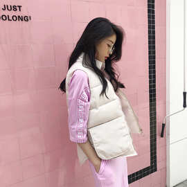 2018秋冬装棉服女韩版网红学生百搭无袖背心纯色马甲