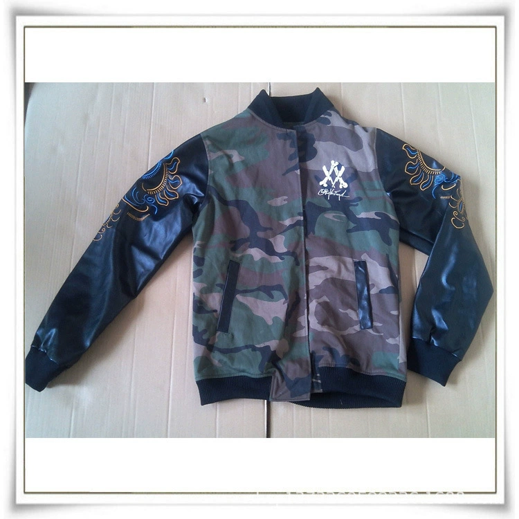 Профессиональная мужская повседневная спортивная куртка с кожаным рукавом на заказ, мужская кожаная куртка с воротником-стойкой, кожаный двойной внешний