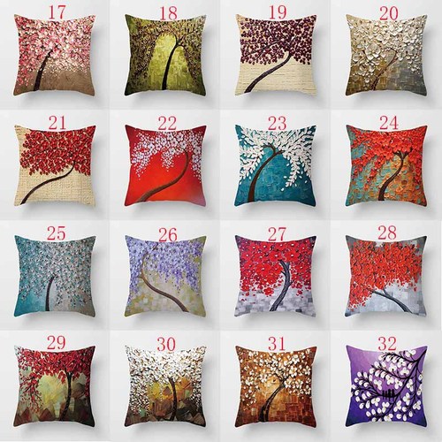 18'' Cushion Cover Pillow Case Personalized three dimensional oil painting tree flower tree pillow pillow cover car sofa bedside waist cushion cover