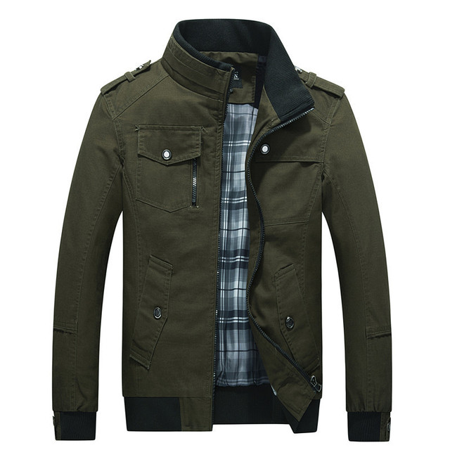 Spring and autumn standing collar pure cotton wash slim coat casual work wear military jacket male