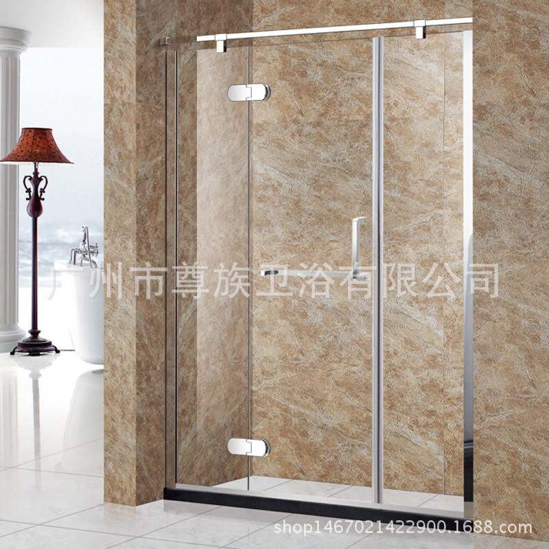 潮淋卫浴304不锈钢定制卫生间屏风隔断一字平开钢化玻璃厂家直销|ms