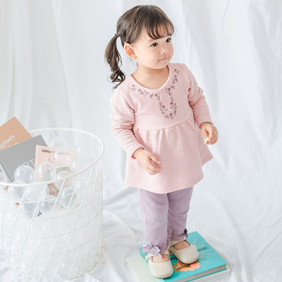 2019 Spring Children's clothing Female baby Long sleeve suit Ethnic style 0 years old 3 Cotton Thin section go out Red tide suit