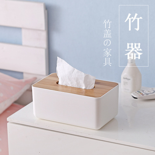 Manufacturer wholesale living room bathroom tissue box paper box bamboo cover LOGO printed tissue box paper box manufacturer