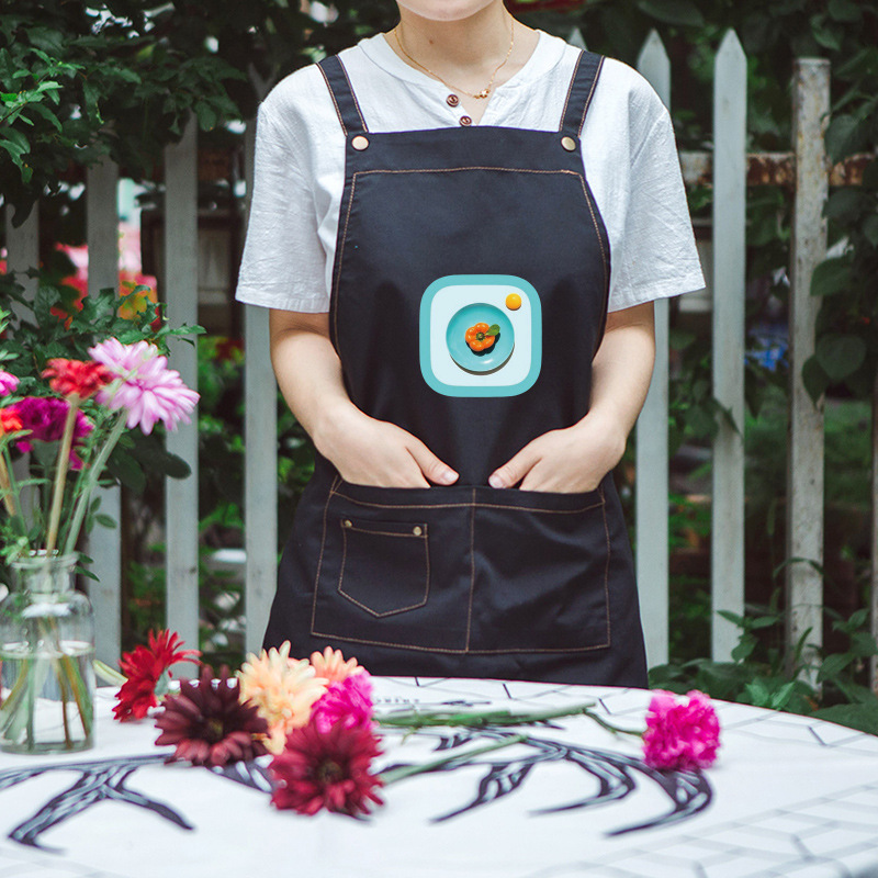 Estilo coreano moda impreso delantal tienda de frutas café leche tienda de té tienda de postres supermercado estudio delantal logotipo personalizable