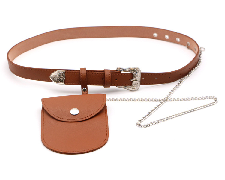 Vintage Floral Women's Belt with Metal Chain Waist Bag measurements and detail photo 14