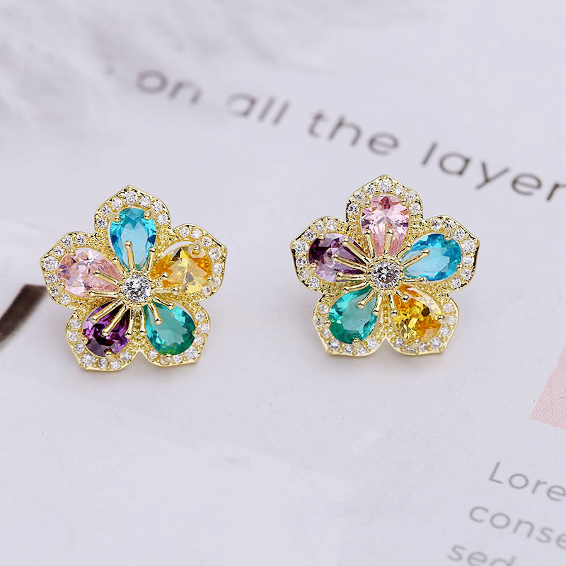 Earrings Three-dimensional Flower Ear Studs Female Wild Personality Ear Jewelry S925 Silver Post Wholesale display picture 3