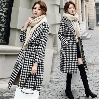 2019女装加工梳织毛呢格子大衣风衣防风外套时尚OEM贴牌来样定制