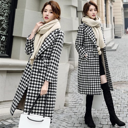 2019女装加工梳织毛呢格子大衣风衣防风外套时尚OEM贴牌来样定制