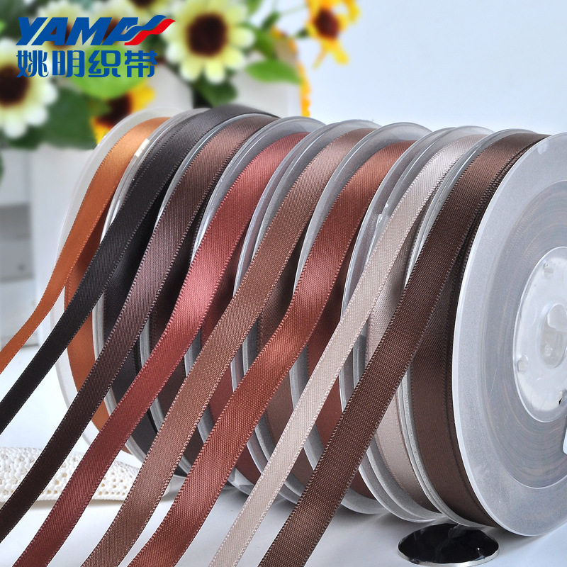 Yao Ming cinta de una cara cinta de satén marrón oscuro Ropa Accesorios regalo de boda decoración 100mm