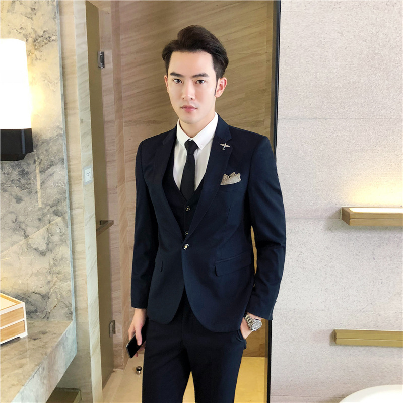 西服套装男士三件套绅士小西装商务正装伴郎新郎结婚西装男礼服潮|ru