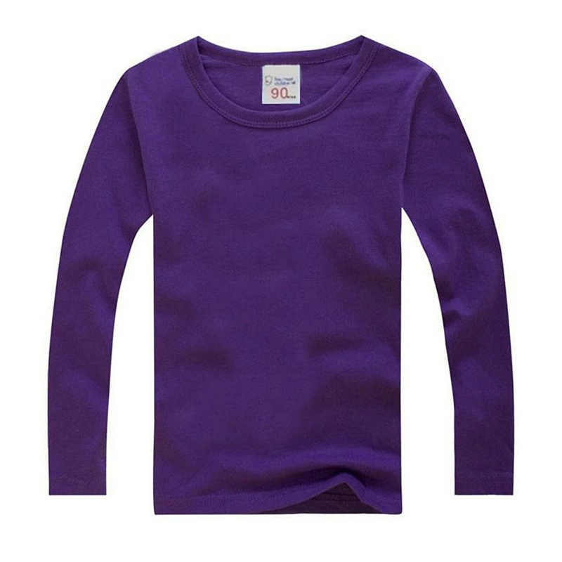 Children's Long-Sleeve Cotton T‑Shirt, School/Teen, Solid Colors, Sizes 80–190 cm (Autumn)