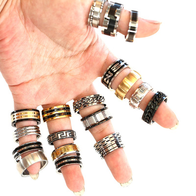 2018 Europe and America Cross border Titanium Turn chain man Ring Japan and South Korea personality Ring Ring Domineering Manufactor Direct selling