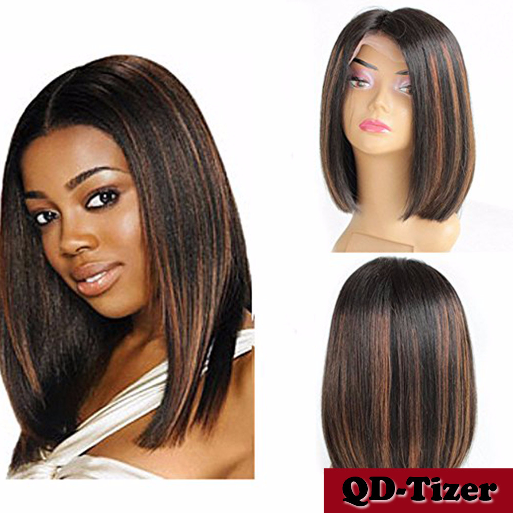 Short Bob Lace Front Wig Brazilian Virgin Human Hair Black Women