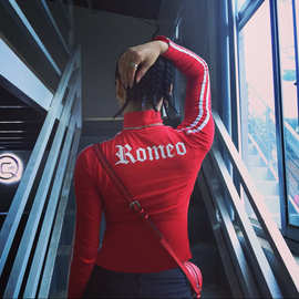 欧美2019春秋爆款女装亚马逊速卖通半高领俩面穿长袖T恤上衣女