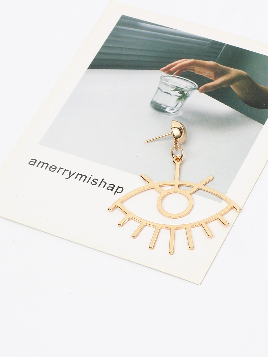 5g Weight Earrings Classification Wedding, Travel Occasion Women'S Gender Gold, Silver Color Exaggerated Eye Earrings 6