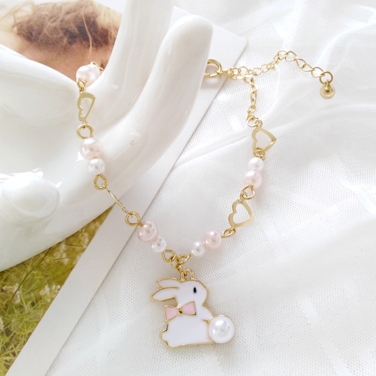 Cute Little White Rabbit Love Bracelet display picture 5