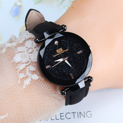 Korean Edition Rhinestone Rose Gold Quartz watches Net Red Same item lady watch fashion Belt table starry sky bright Female watch