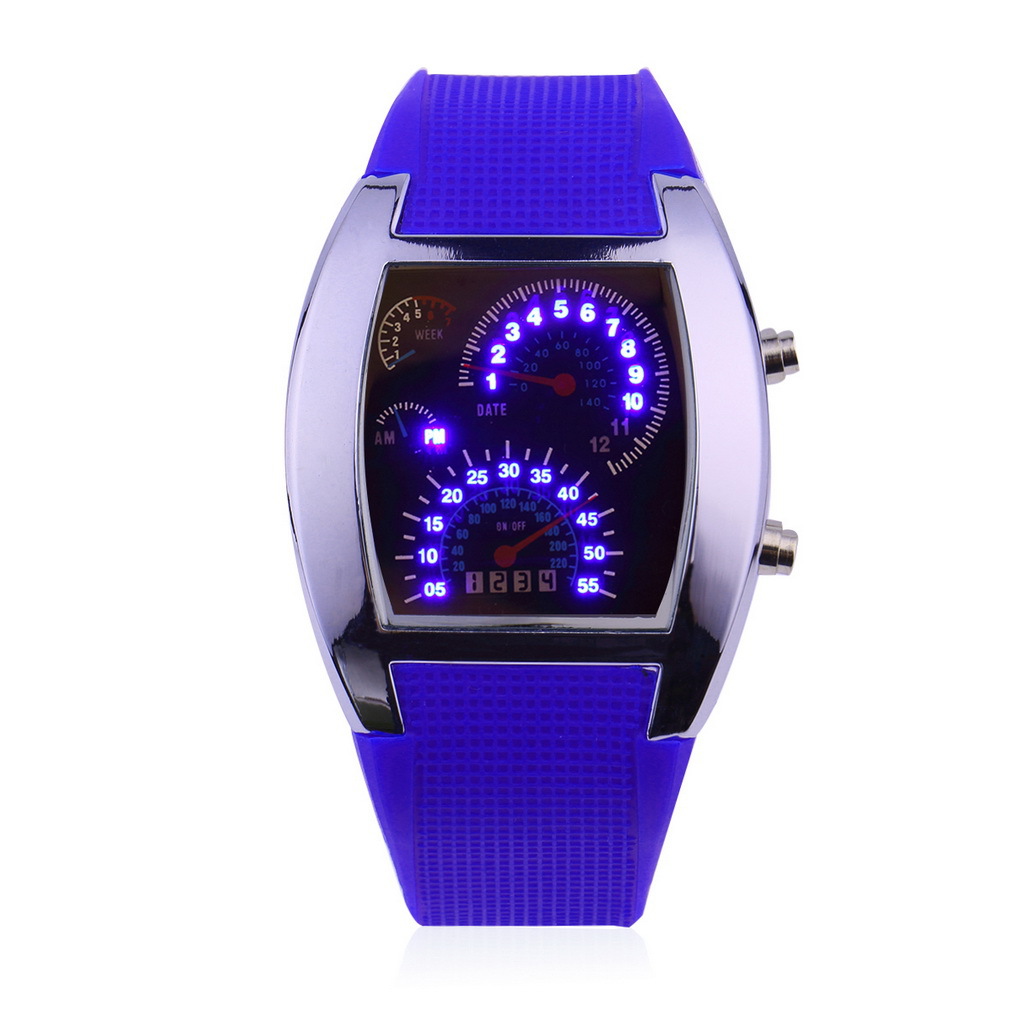 LED spor saat, yelpaze göstergesi tasarım erkek izle