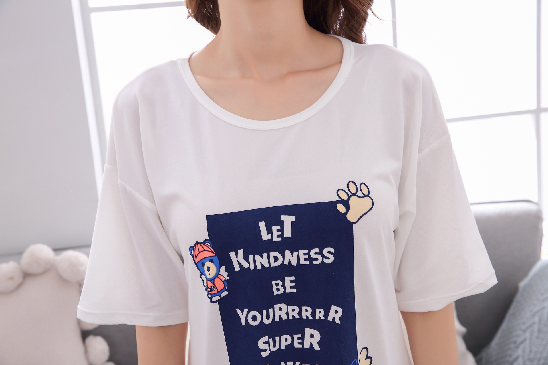 Cute Casual Style Short Sleeves Round Collar Polyester Lover’s Clothes Pajamas display picture 9