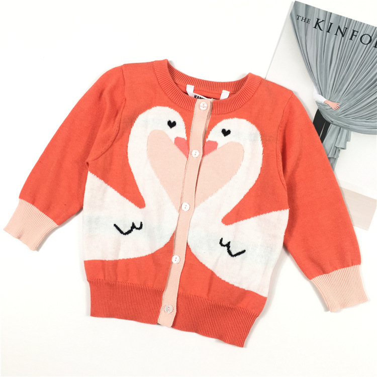 INS2019新款童装 纯美天鹅儿童针织开衫 童装秋款新品|ms