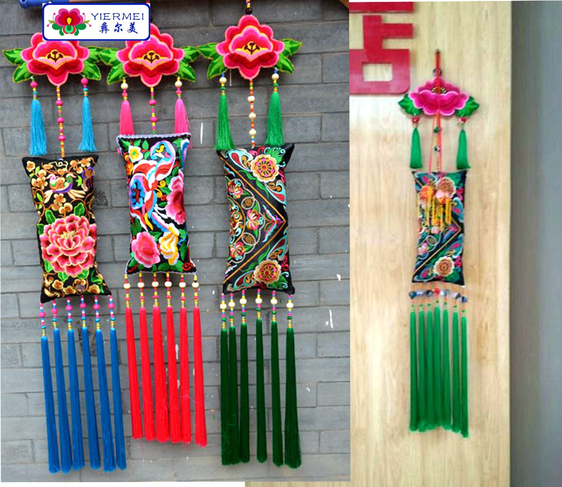 民族流苏绣花挂件 创意家居饰品 中国结福字中式装饰 送客户礼物