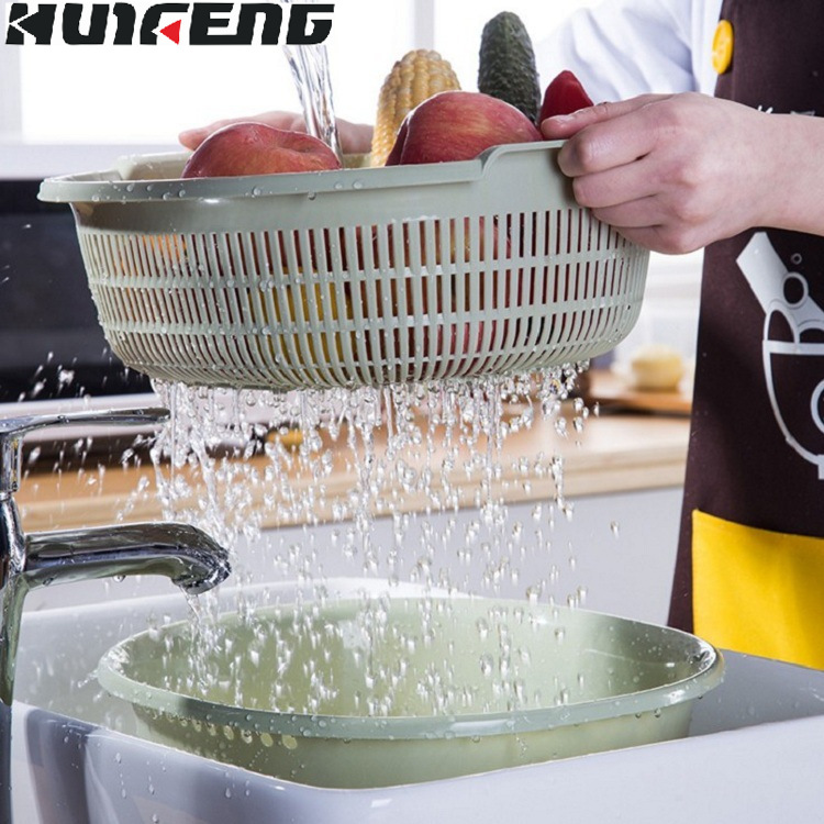 厂家直销双层大号沥水篮果盘 厨房果篮果篮家用沥水洗菜篮水果篮|ru
