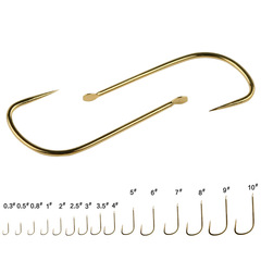 One-Piece Sharp Peak Bagged Spineless Gold Sleeve Fish Hook Wholesale Japanese Imported Sleeve Hook Fine Ground Sleeve