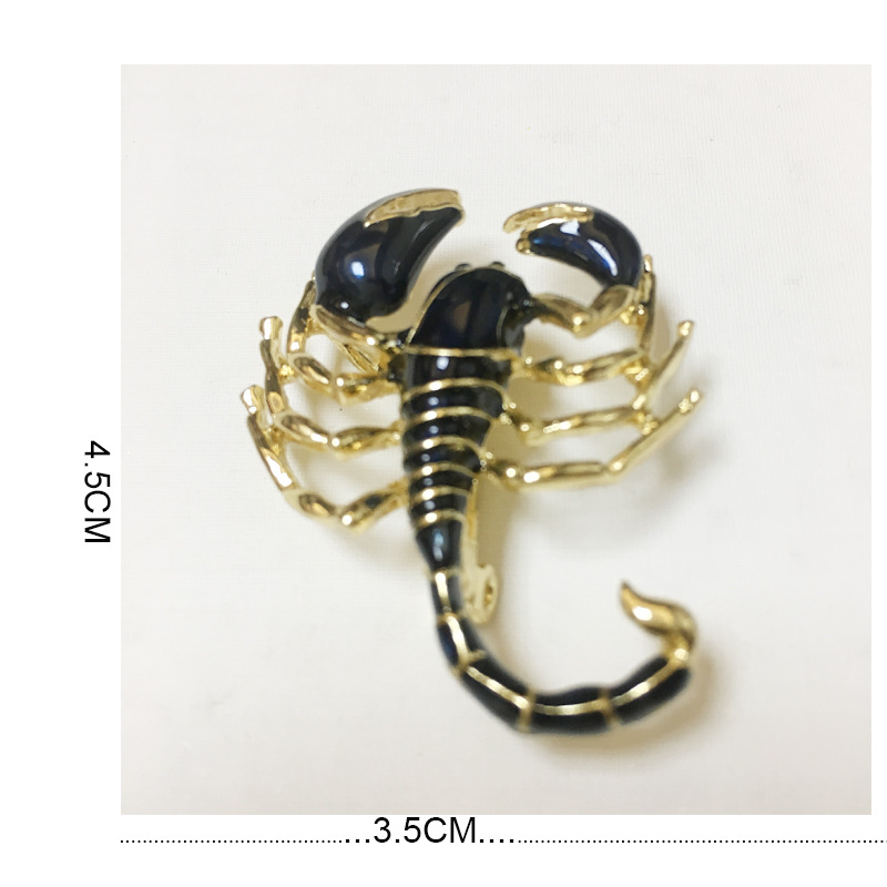 Nuova popolare spilla di scorpione nero, spilla in lega di pittura a olio di fascia alta_voghion.com