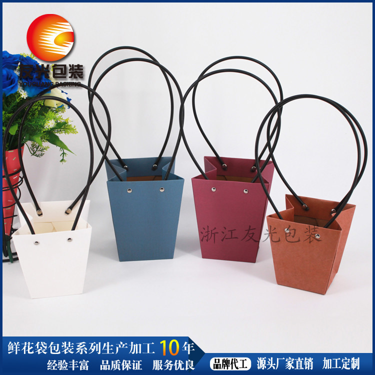 牛皮纸袋防水手提花袋  多色环保牛皮纸防水袋支持各种色系批发