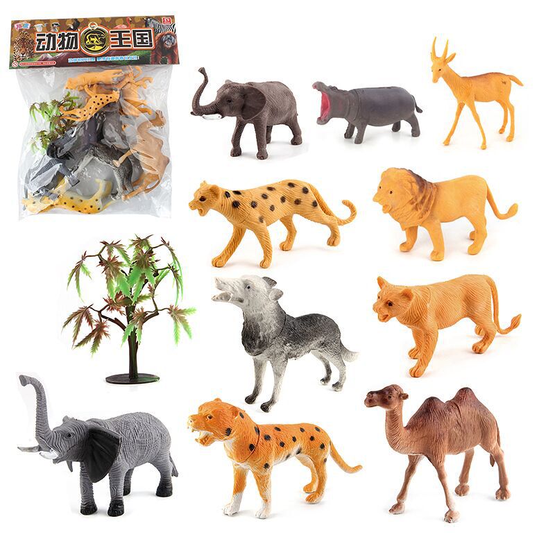 Foreign Trade Hot Animal World Wildlife Protected Animals 10 Piece Set Plastic Ornaments Static Model Doll Toy