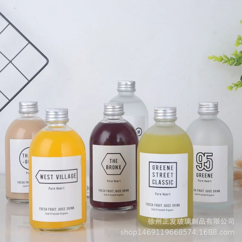 350ml网红奶茶瓶外卖饮料瓶白酒瓶子咖啡果蔬汁玻璃批发