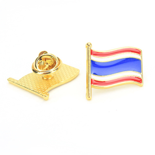 Thailand flag badge, travel metal souvenir, national landmark building pattern effect refrigerator magnet